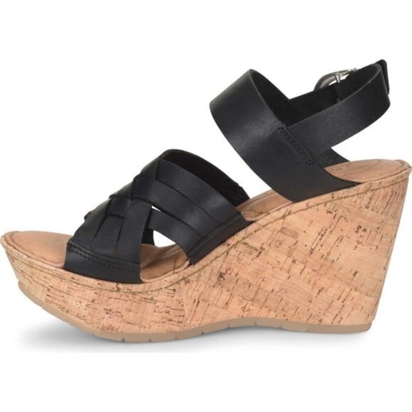 New Børn Surya‎ Wedge Sandal Black Leather - Picture 2 of 5